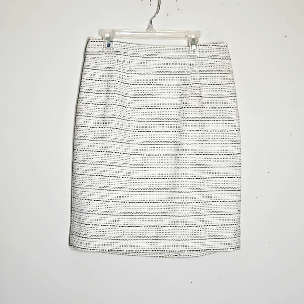 GUC banana republic black & white stripe office cotton blend pencil knit Skirt 2